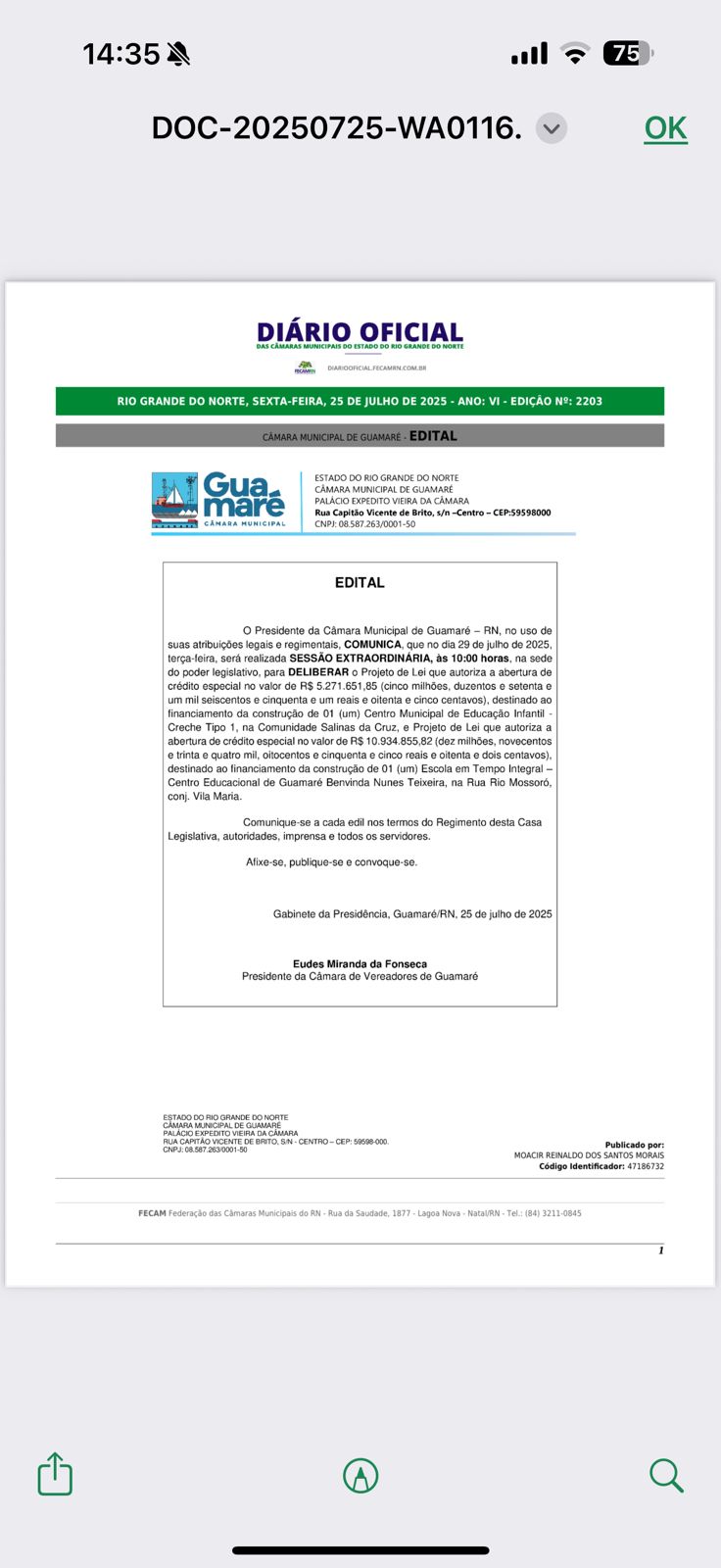 Extraordinária para deliberação de projetos de grande impacto na educação.