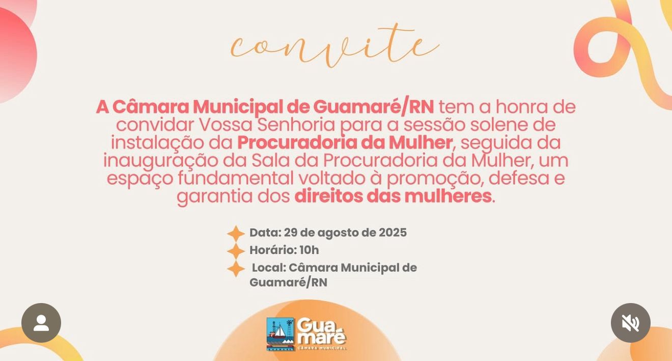Câmara Municipal realiza amanhã sessão solene de instalação da Procuradoria da Mulher em Guamaré