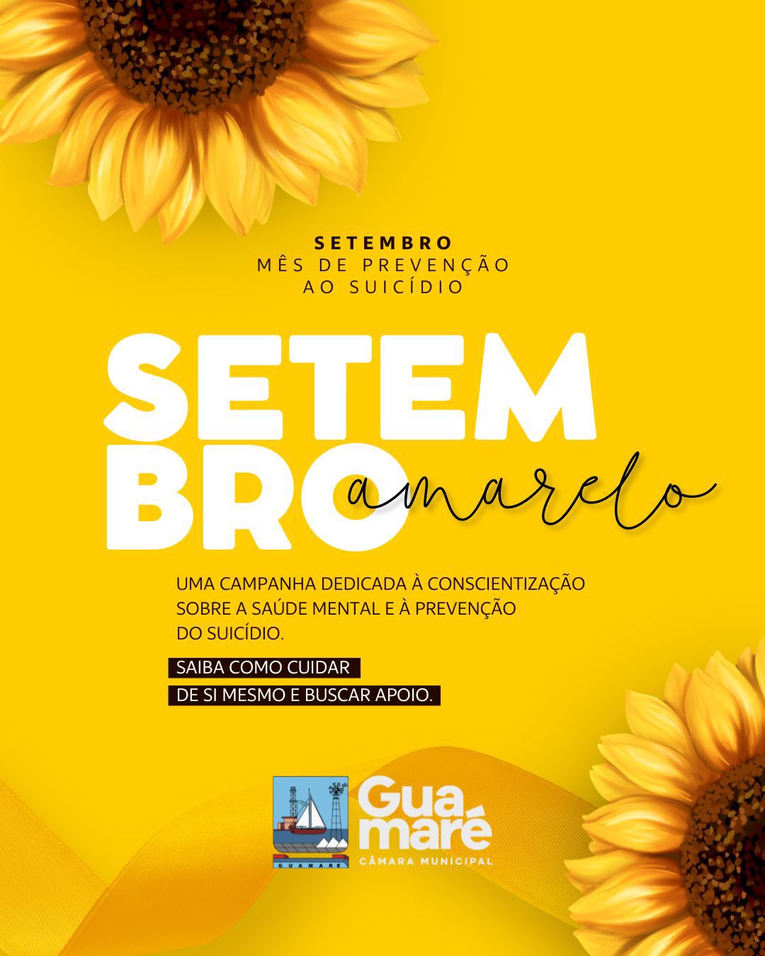 Setembro Amarelo: Câmara de Guamaré reforça a importância da prevenção ao suicídio